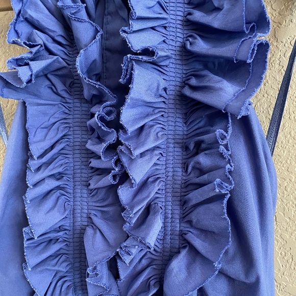 BCBGMaxAzria Blue Ruffle Halter Dress - Picture 3 of 3
